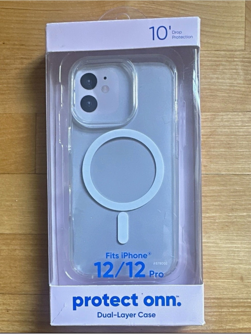 onn. Dual-Layer Clear Case for iPhone 12/12 Pro MagSafe 10ft Drop Grips